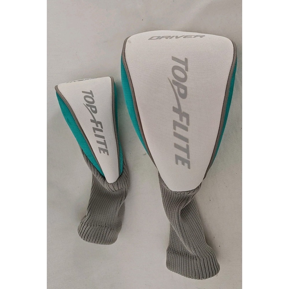 Set Of 2 Top Flite Golf Club Driver Head‎ Cover White Green